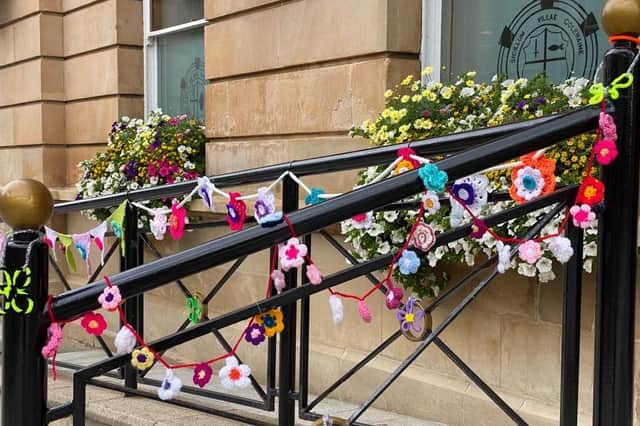 Some of the wonderful handmade additions on display in the Diamond Coleraine, made by The Crafty Cuppa Club to celebrate Coleraine’s Britain in Bloom large town entry in Britain in Bloom 2023.