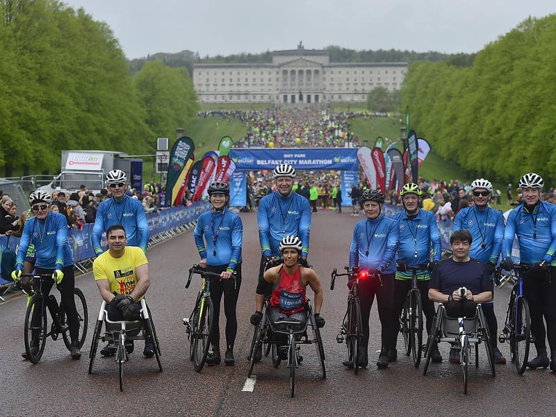 Posing for a photo at the start of the race.