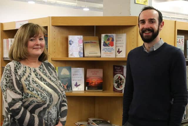 Andrea Warwick, Employment Officer with Amh New Horizons met with Libraries NI District Manager Michael Fry, ahead of the Lisburn City Library Health Fair on Friday February 24