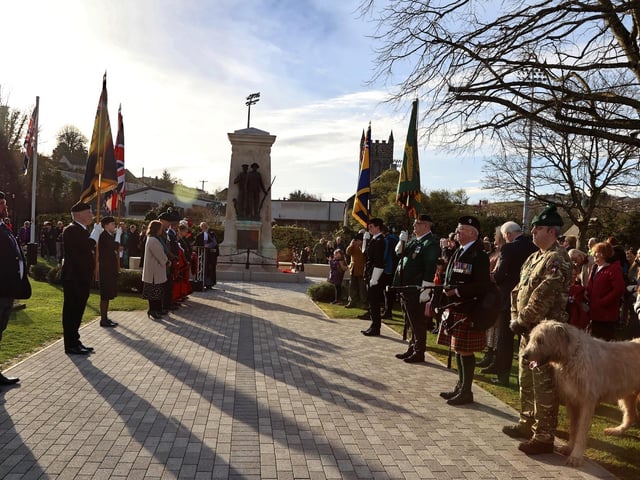 Paying tribute at the War Memorial.