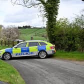 Police at the scene of a security alert at the Lenaderg Road area of Banbridge. Picture: Press Eye