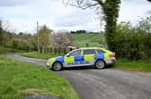 Police at the scene of a security alert at the Lenaderg Road area of Banbridge. Picture: Press Eye