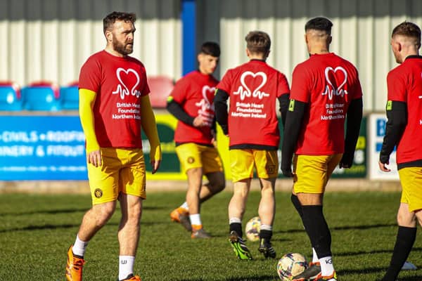 Carrick Rangers show their support for British Heart Foundation during Heart Month.