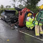 Emergency services at the scene of a 3 vehicle collision at Markethill Road, Tandragee on Thursday October 8, 2026
