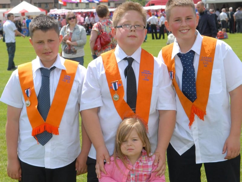 Cousins Scott, Alastair and Jason Mills and Ella Steele in the field at Carrick. INLT 29-350-PR