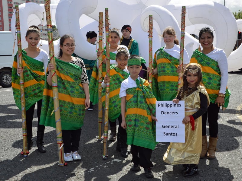 Members of the Philippines Dancers, General Santos, pictured on the Larne Alive parade. INLT 23-066-PSB