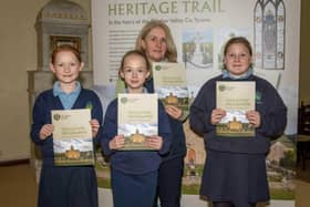 Mrs Heather McKeown and pupils from Carntall Primary School, Clogher pictured at the launch of the St Macartan,s The Forth Chapel, Augher Key Stage 2 Heritage Education Programme. Credit: Submitted
