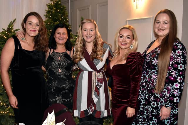 Staff of Halifax, Portadown, pictured at the Seagoe Hotel Christmas Party Night on Saturday night . PT51-269.