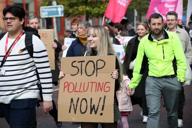 Taking part in the Save Lough Neagh march in Belfast.