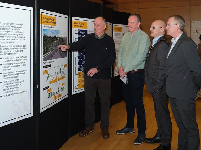 Local representatives viewing the proposed plans of Cookstown bypass.