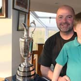 Steven and Orin Canavan pictured during the visit of the Open Claret Jug to Bushfoot Golf Club.