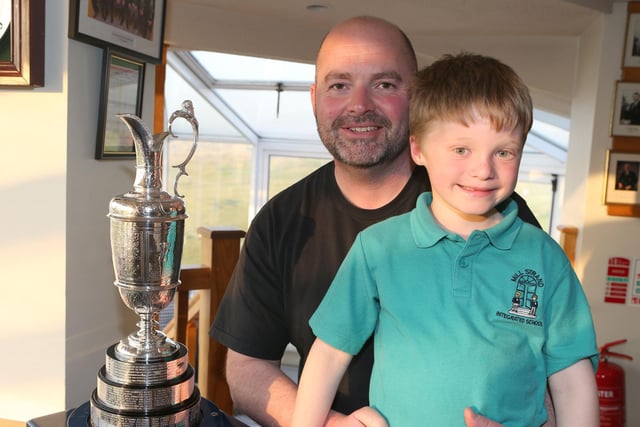 Steven and Orin Canavan pictured during the visit of the Open Claret Jug to Bushfoot Golf Club.