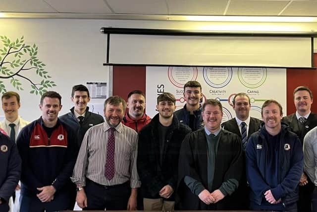 Staff and students at Ballyclare High School have been growing moustaches to raise funds in aid of men's health conditions as part of the Movember campaign. (Pic: Ballyclare High School).