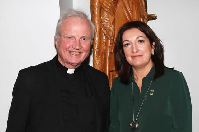 Bishop Donal McKeown and St Louis Grammar principal Jacqui O'Neill pictured at the special Centenary Mass and Afternoon Tea at the school.