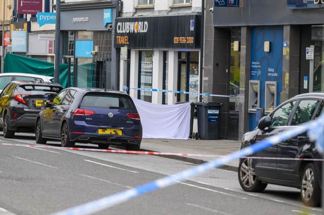 A child has been taken to hospital following a serious road traffic collision in Carrickfergus. Police closed High Street (above), Castle Street and part of the Marine Highway following the incident. Photo: Pacemaker Press