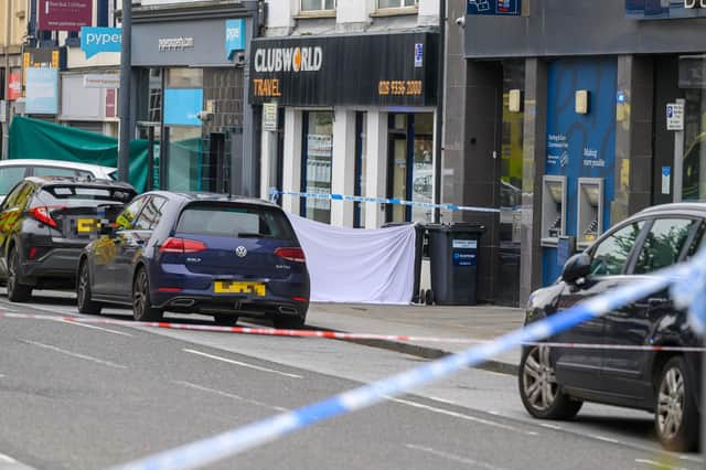 A child has been taken to hospital following a serious road traffic collision in Carrickfergus.  Police closed High Street (above), Castle Street and part of the Marine Highway following the incident.  Photo: Pacemaker Press