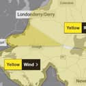 The Met Office has issued two weather warnings for Northern Ireland on Saturday. Image: Met Office