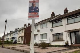 A poster featuring club owner Kenny Bruce MBE on display as part of the 'Back Larne' campaign. (Pic: Larne Times).