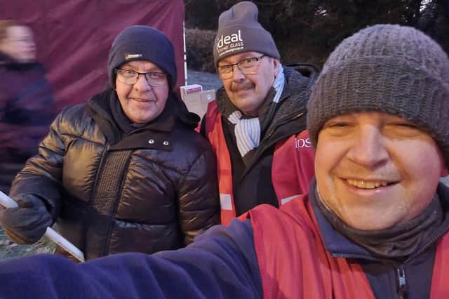 Smiling despite the bitterly cold weather. Health workers at the demonstration beside the picket line outside Craigavon Area Hospital, Co Armagh on Monday. Photo courtesy of Paul Cranston