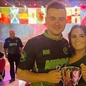 Nathan Moore with Chloe Coney showing off the trophy at the European 8 Ball Pool Championships in Killarney. Credit: Submitted