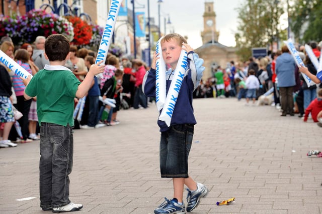 The 2009 Northern Ireland Milk Cup Opening Ceremony through the streets of Coleraine towards the Coleraine Showgrounds lead by Northern Ireland Captain Aaron Hughes