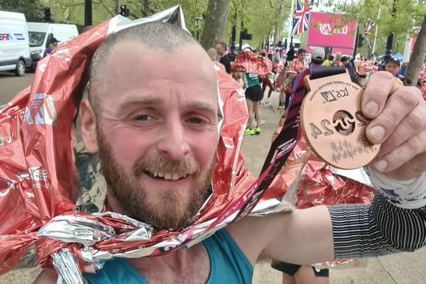 Gareth King from Tandragee achieved his best ever marathon time, finishing in an amazing 2hr 25mins 36sec, at the London marathon. Picture: Gareth King
