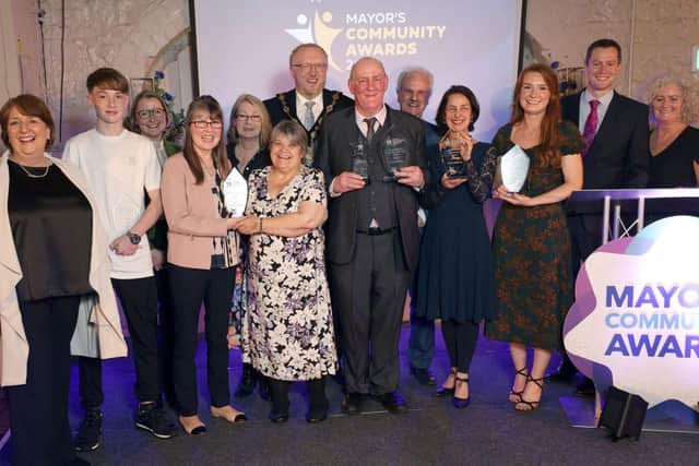 Winners and partners at the Lisburn and Castlereagh City Council Mayor's Community Awards.