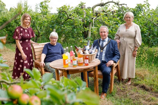 Charlene Stoops, Interim Chief Executive ABC Council, Helen Troughton, Director at Armagh Cider Company, Deputy Lord Mayor of Armagh City, Banbridge and Craigavon Borough, Alderman Lavelle McIlwrath and Gill Robb, Tourism Events and Animation Manager ABC Council. Picture: Philip Magowan