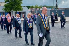 Brethren on parade in Ballyclare on Sunday.