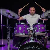 Lisburn man Allister Brown is aiming to beat the world record by drumming for 150 hours and is hoping to raise as much money as possible for charity. Pic credit: Speed Motion Films Ltd