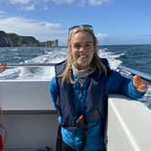 Former paralympian swimmer Ellie Simmonds during filming for new TV series, B&B by the Sea.