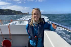Former paralympian swimmer Ellie Simmonds during filming for new TV series, B&B by the Sea.