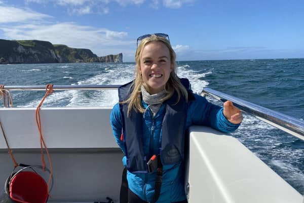 Former paralympian swimmer Ellie Simmonds during filming for new TV series, B&B by the Sea.
