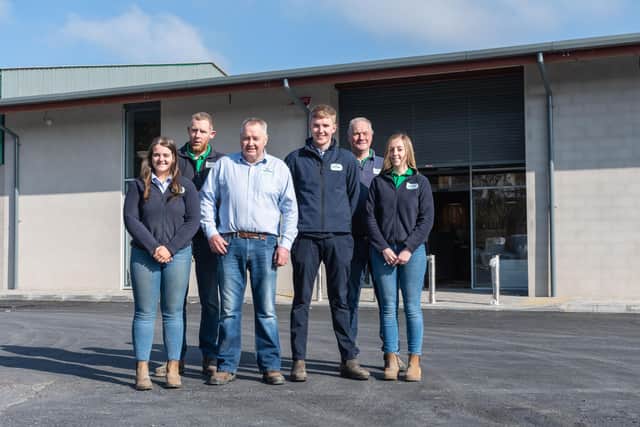 Staff outside the new Fane Valley agri store in Banbridge.