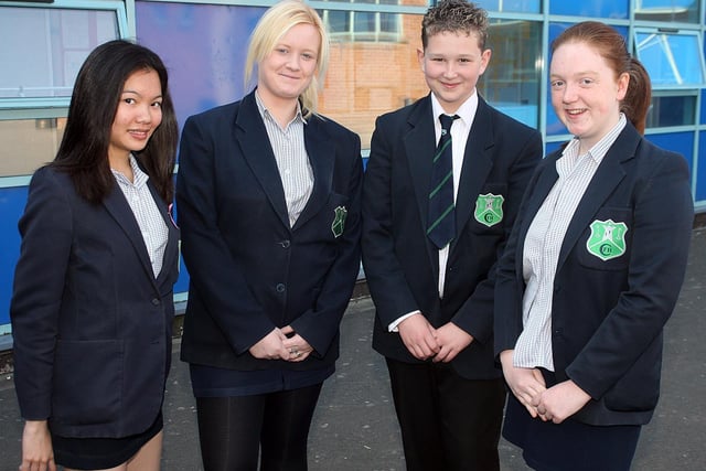 Pupils from Fort Hill College who competed at Portadown Music Festival in 2007 and won second prize in their classes. Pictured from left:- Tanya Cheung, Joanna McNally, Adam Higginson, Lily Diamond