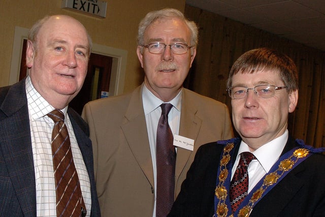 At the Cookstown Amateur Boxing Club reunion and tribute night to the late John Mcllree were Kevin Chilly, Michael McGuckin (Chief Executive Cooks town Council) and Pearse McAleer ( Council Chairman).