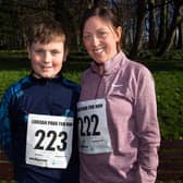 Tina Harper and son, Alex all geared up for the Lurgan Park charity Fun Run on Sunday morning. LM10-205.