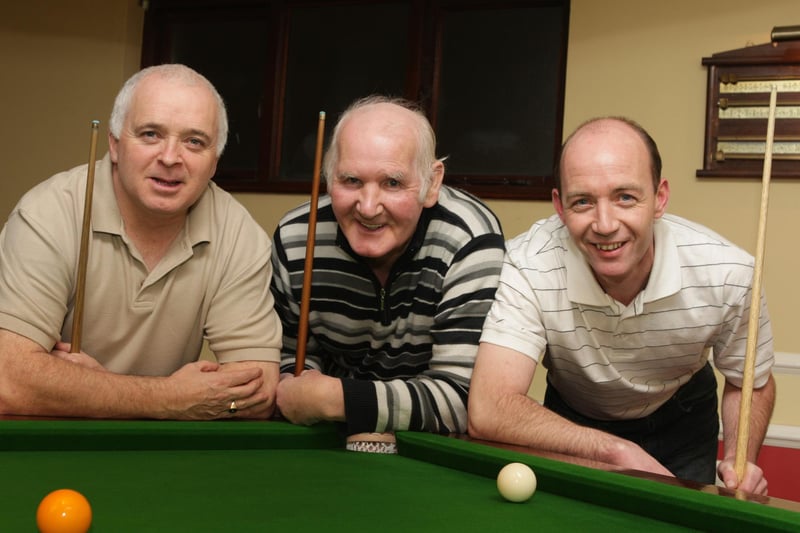 The Ballymoney snooker team consisting of Barney Gilmore, Sammy Walker and Aidy McGonigle, who played Garvagh back in 2009 at the RBL in Ballymoney