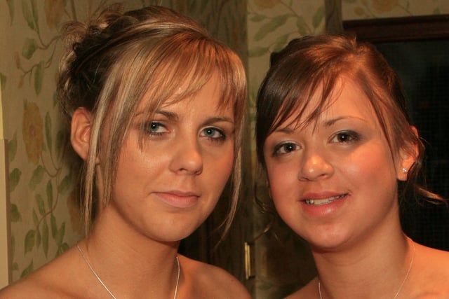Chelsa Stewart and Eloise McCrellis pictured at Ballycastle High School formal held at the Royal Court Hotel in Portrush in 2009