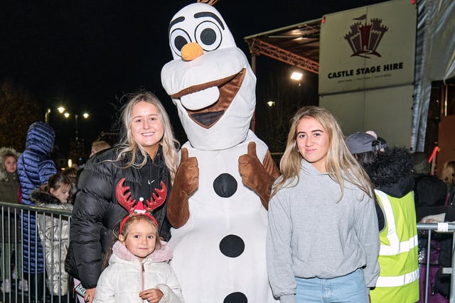 Some special guests attended the Coalisland Christmas Lights Switch On and are photographed with some of those who attended.