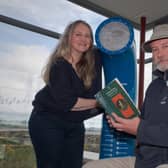 Maria McManus, artistic director of Quotidian and Poetry Jukebox NI and Paul Stewart, WWT Castle Espie centre manager. Picture: WWT Castle Espie,