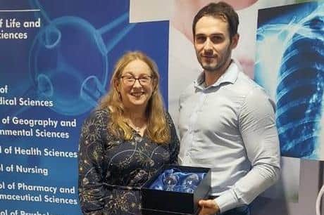 Mark pictured with Northern Trust Lead Clinical Education Pharmacist Louise Shephard. Pic credit: SEHSCT