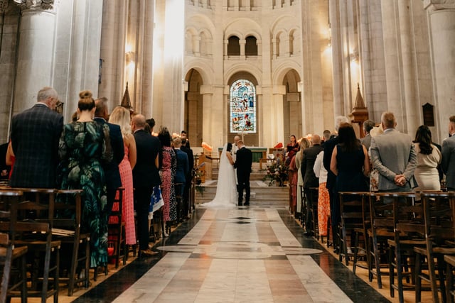 Amy Preece and Christopher, from Lisburn, got married last week in St Anne’s Cathedral – where Amy’s Granny and Granda were married 67 years ago. Iain Irwin Photography