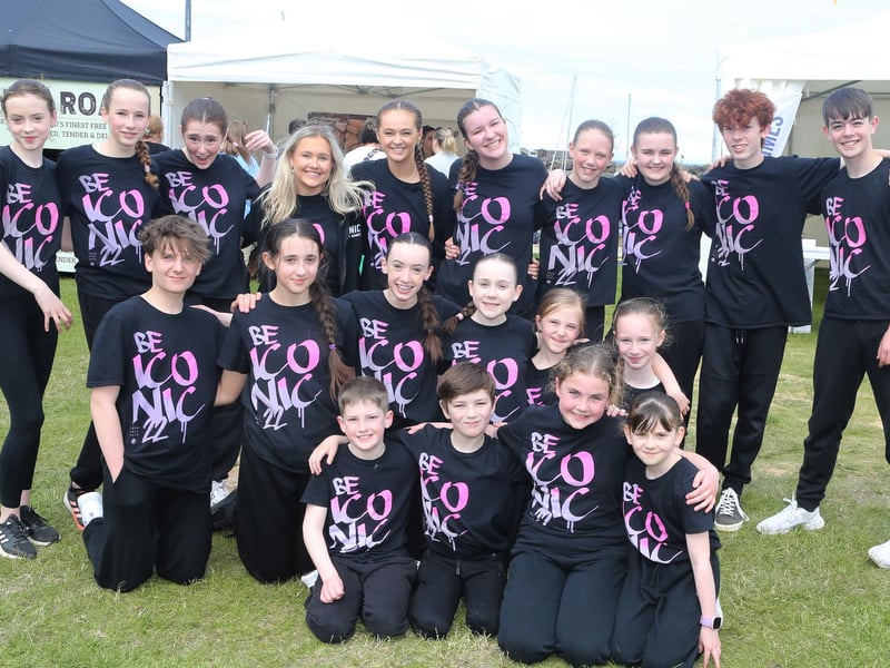 Pausing for a photo at the festival on Saturday.
