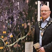 Chair of Mid Ulster District Council, Cllr. Dominic Molloy attends the A29 Cookstown Bypass consultation event in the Burnavon, Cookstown.