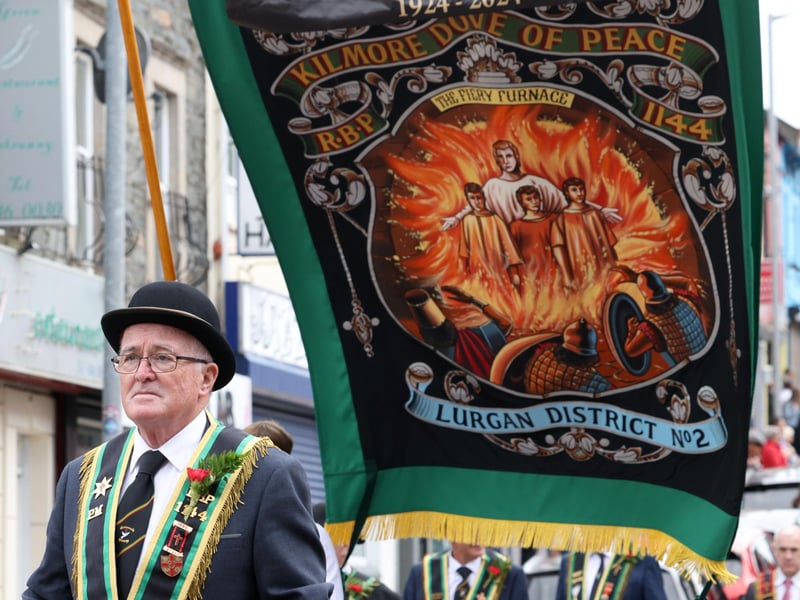 Leading the way for Kilmore Dove of Peace RBP1144 during the Lurgan Royal Black District Chapter No 2 parade in Bangor.