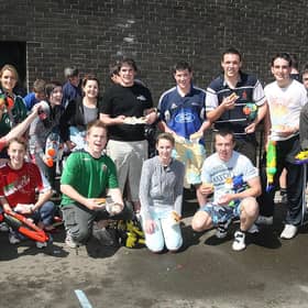Wallace High School Upper Sixths relaxing together during their leaving BBQ in 2007