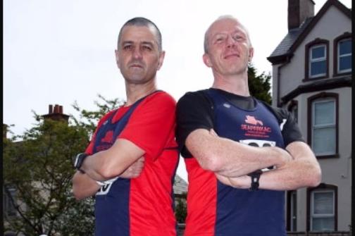 Andrew Weir and Bobbie Irvine from Seapark AC at the 2011 Road Race.