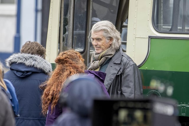 Pierce Brosnan filming “Four Letters of Love” in Ballycastle on Tuesday afternoon