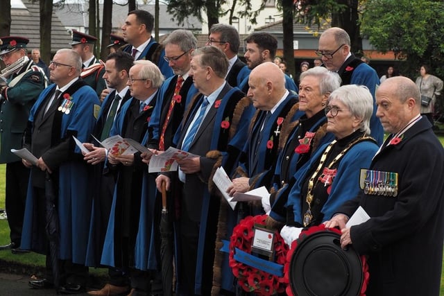 Mid and East Antrim councillors attending Sunday's ceremony at Ballymena War Memorial.